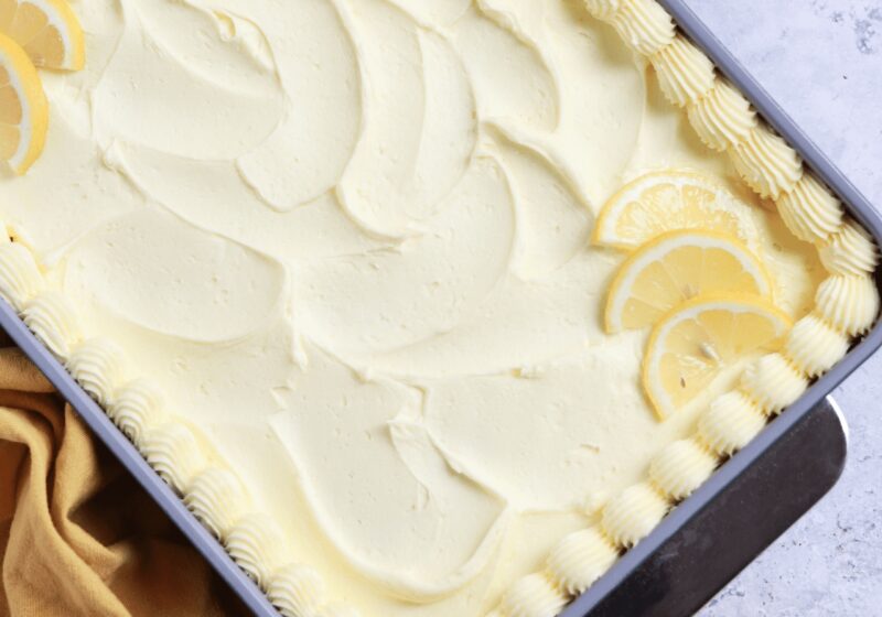 lemon sheet cake recipe by sugar and sparrow
