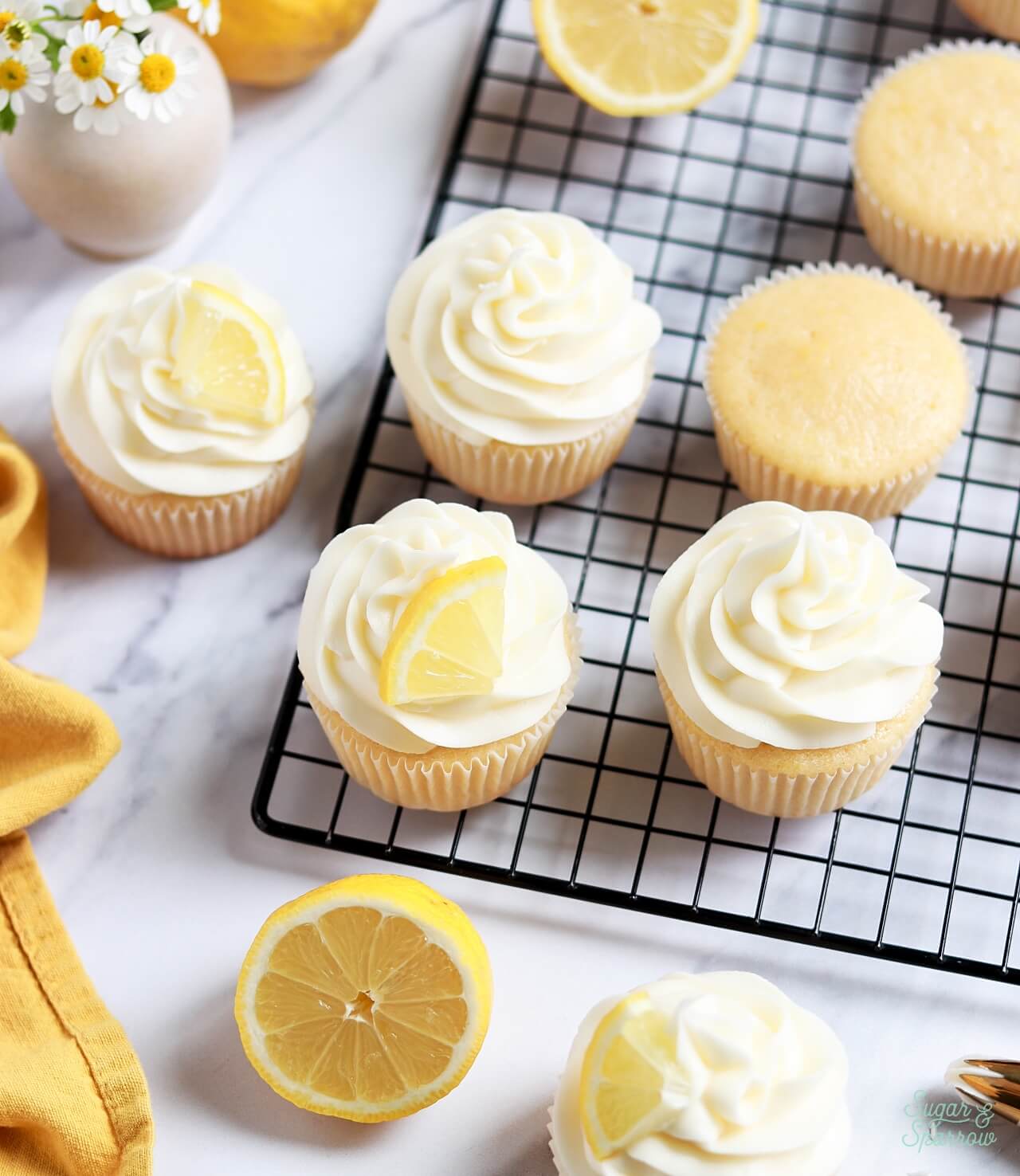 lemon cupcakes recipe by sugar and sparrow