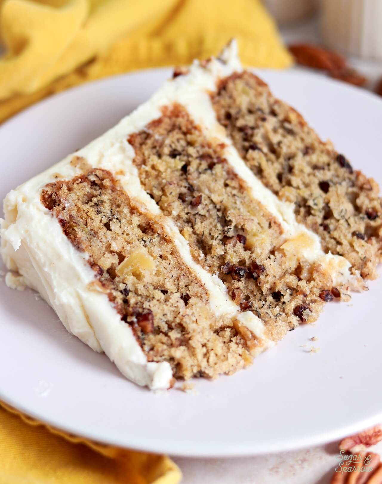 hummingbird cake with roasted bananas