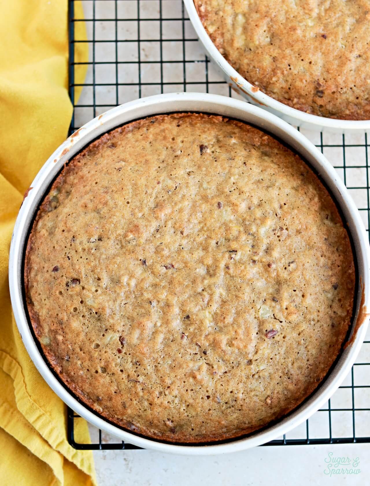8-inch hummingbird cake  layer baked in a pan