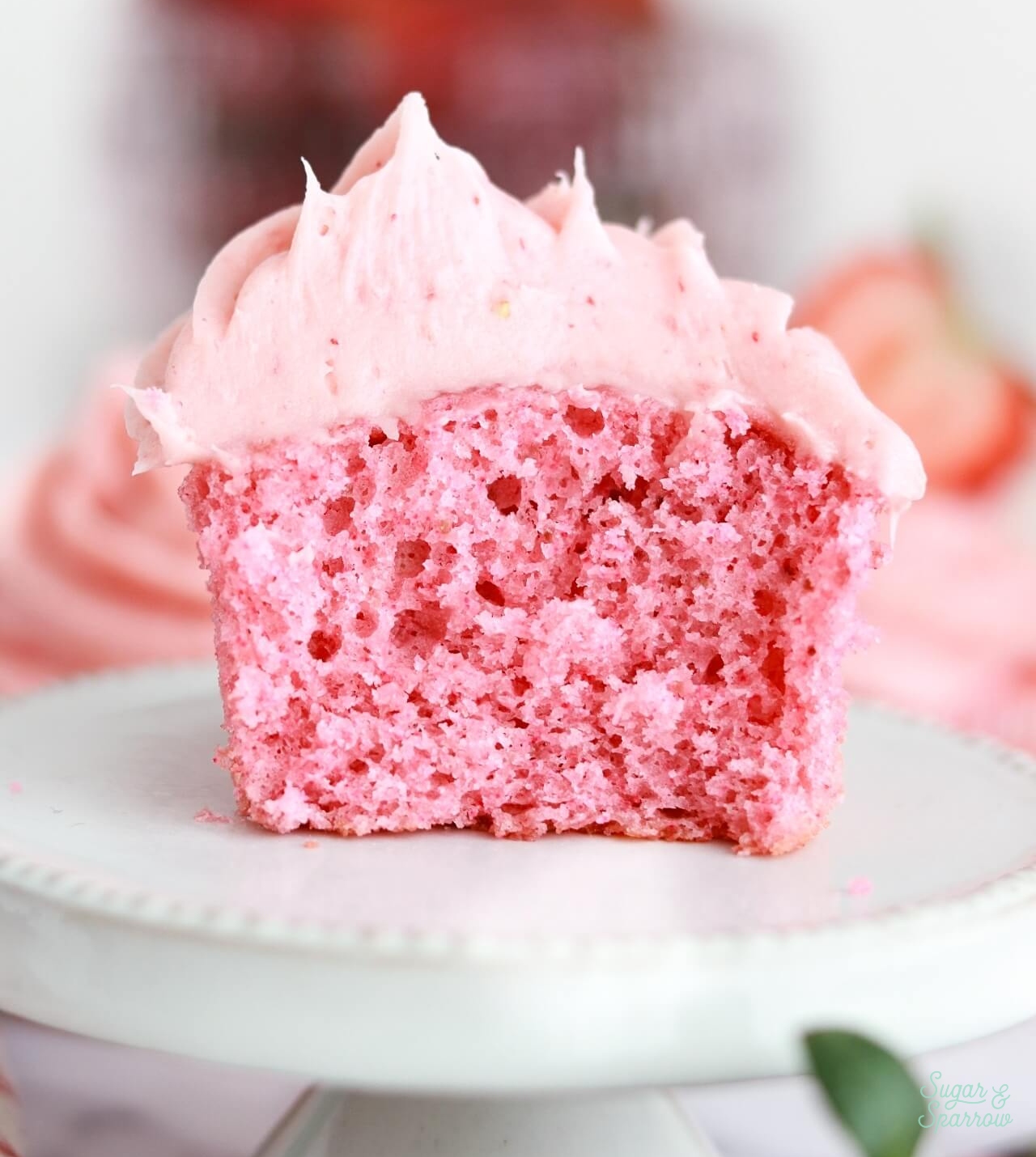 strawberry cupcakes made with fresh strawberries