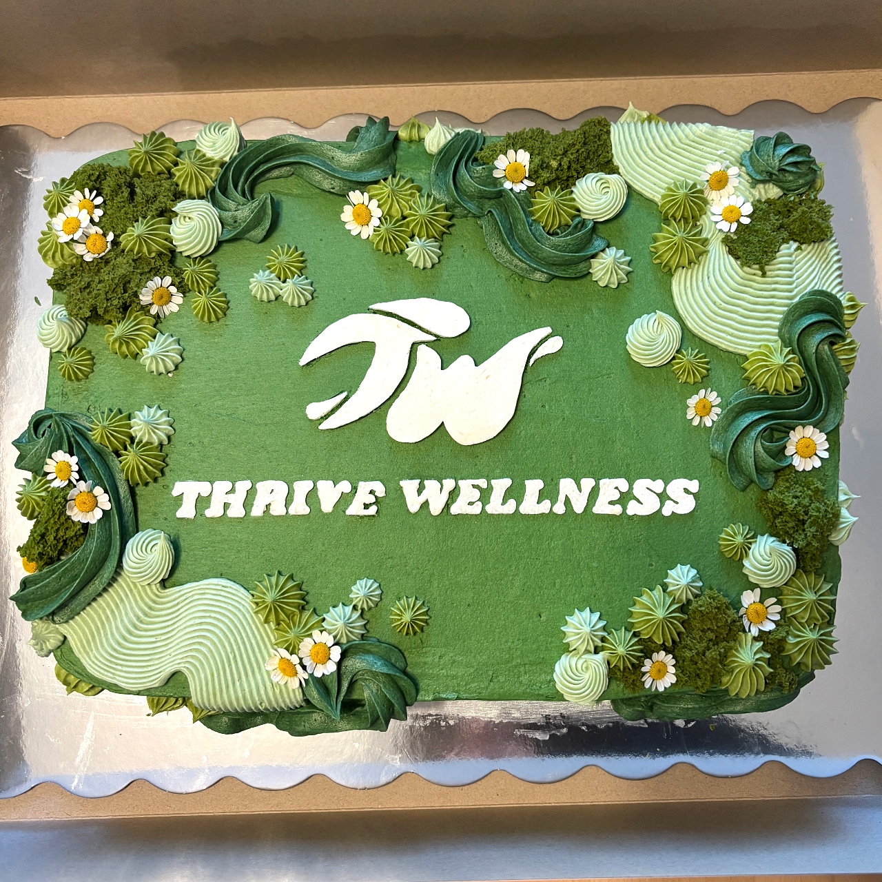 Matcha cake with edible moss