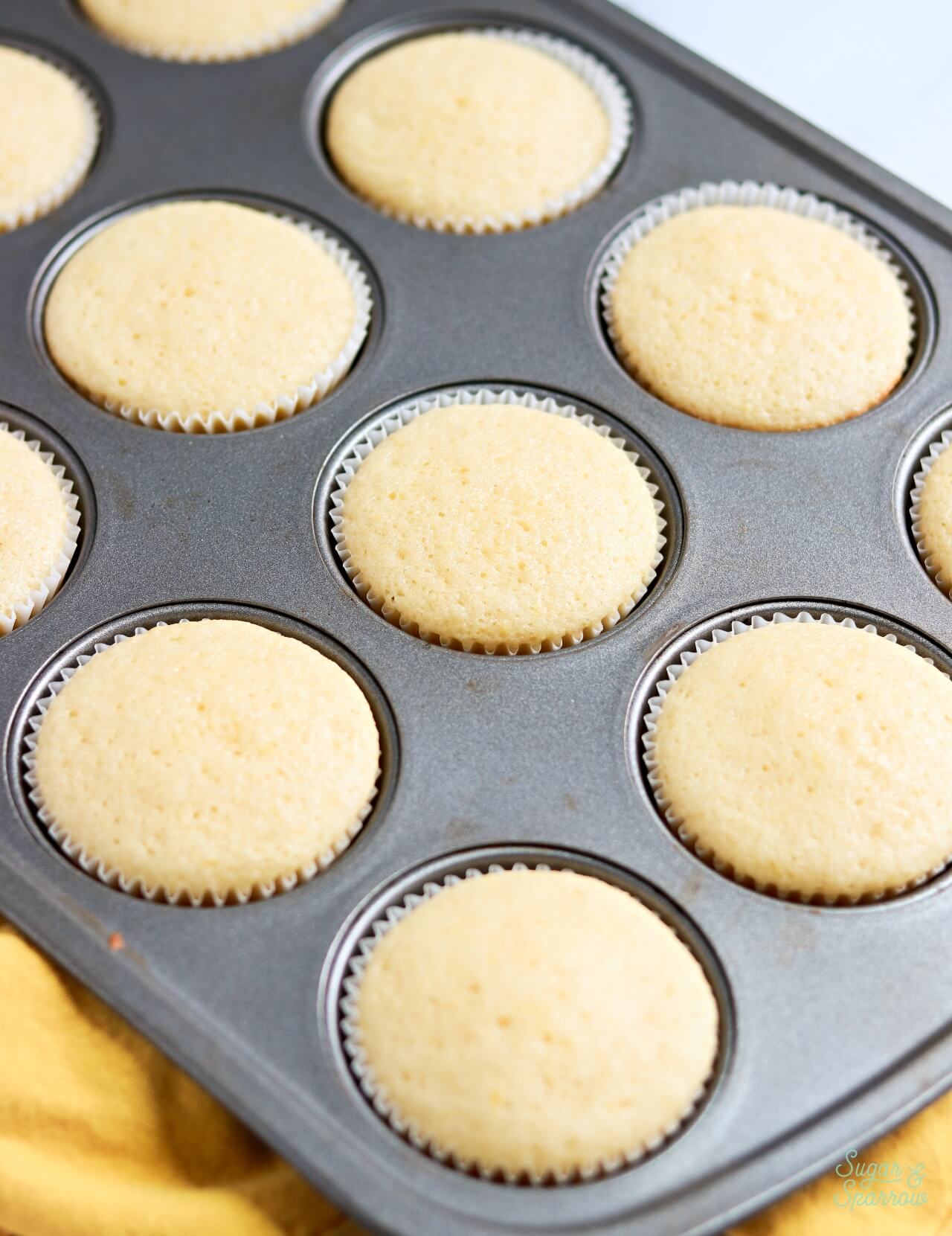 lemon cupcakes baked in a pan