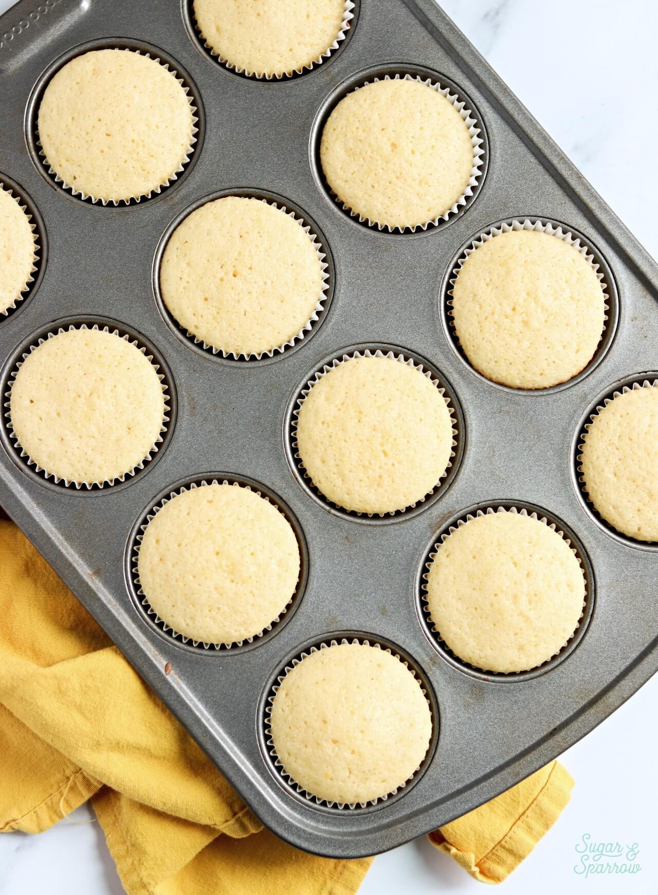 lemon cupcakes baked in a pan
