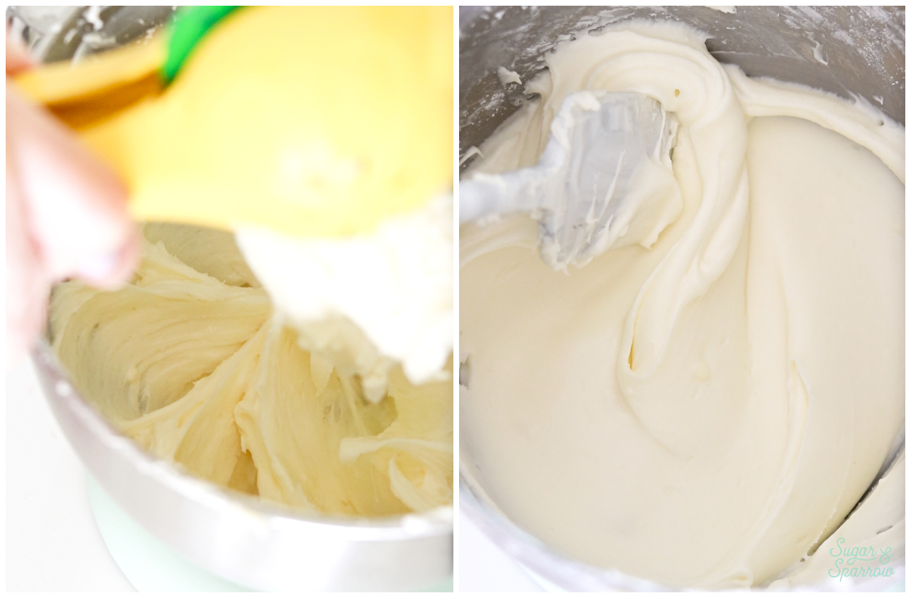 adding lemon juice to cream cheese buttercream