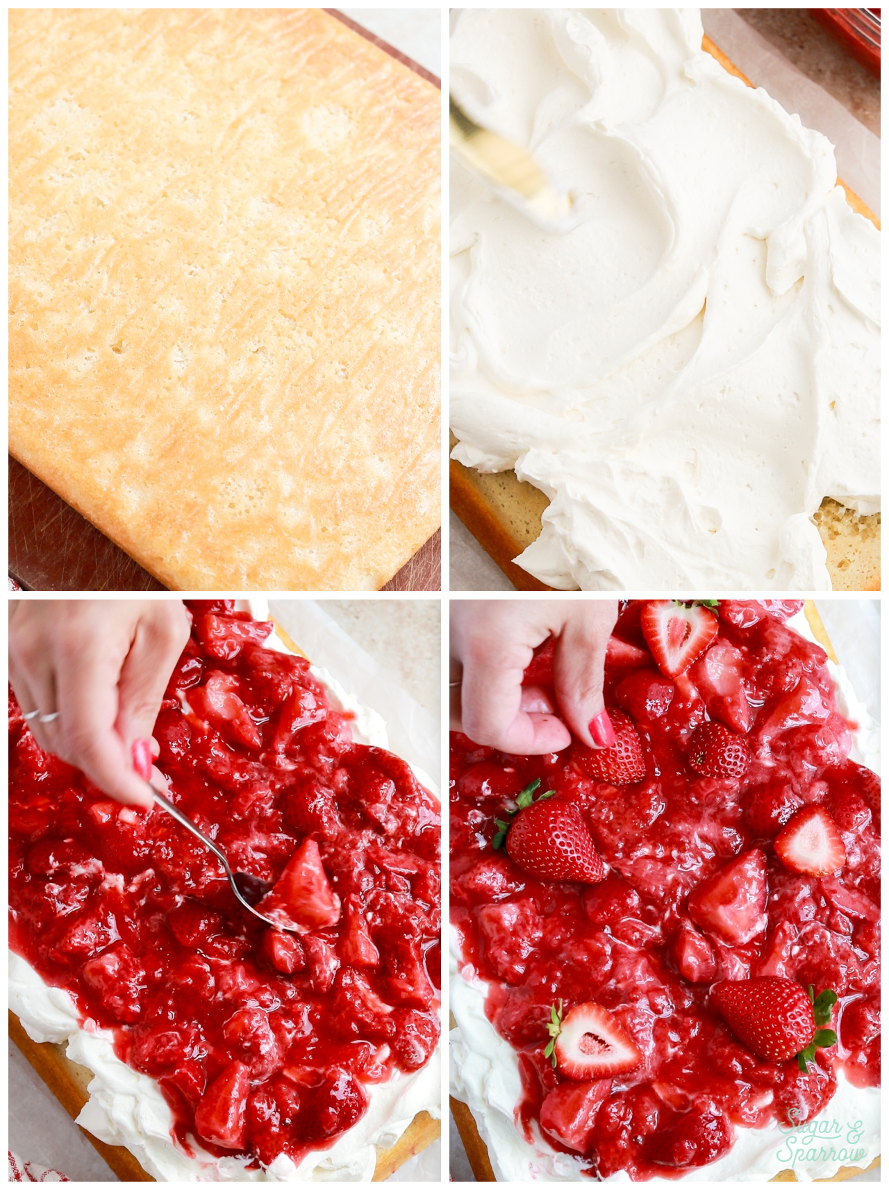 how to assemble strawberry shortcake sheet cake