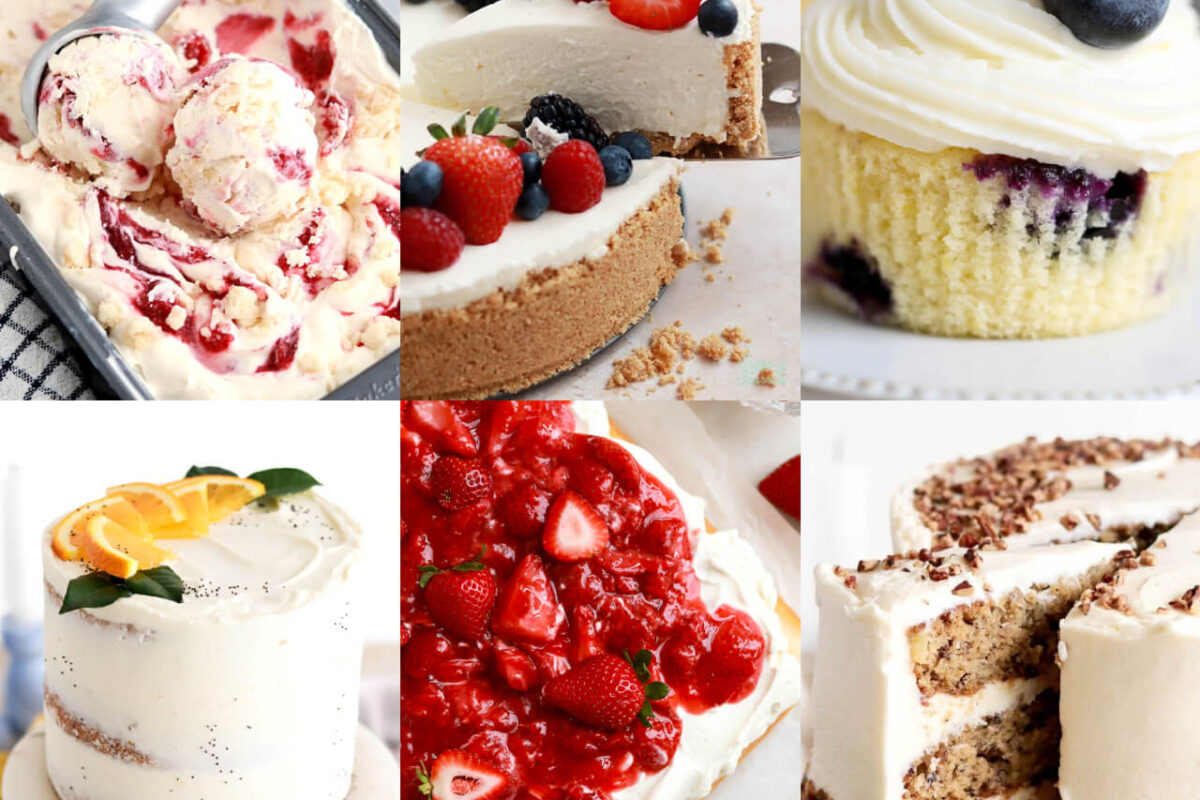 Spring desserts: Spring cakes and cupcakes, strawberry shortcake sheet cake, no-churn ice cream, no-bake cheesecake, and more