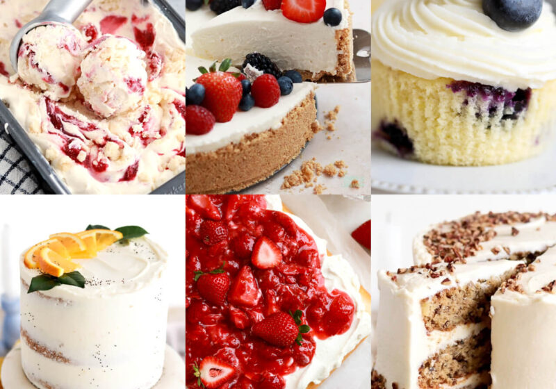 Spring desserts: Spring cakes and cupcakes, strawberry shortcake sheet cake, no-churn ice cream, no-bake cheesecake, and more
