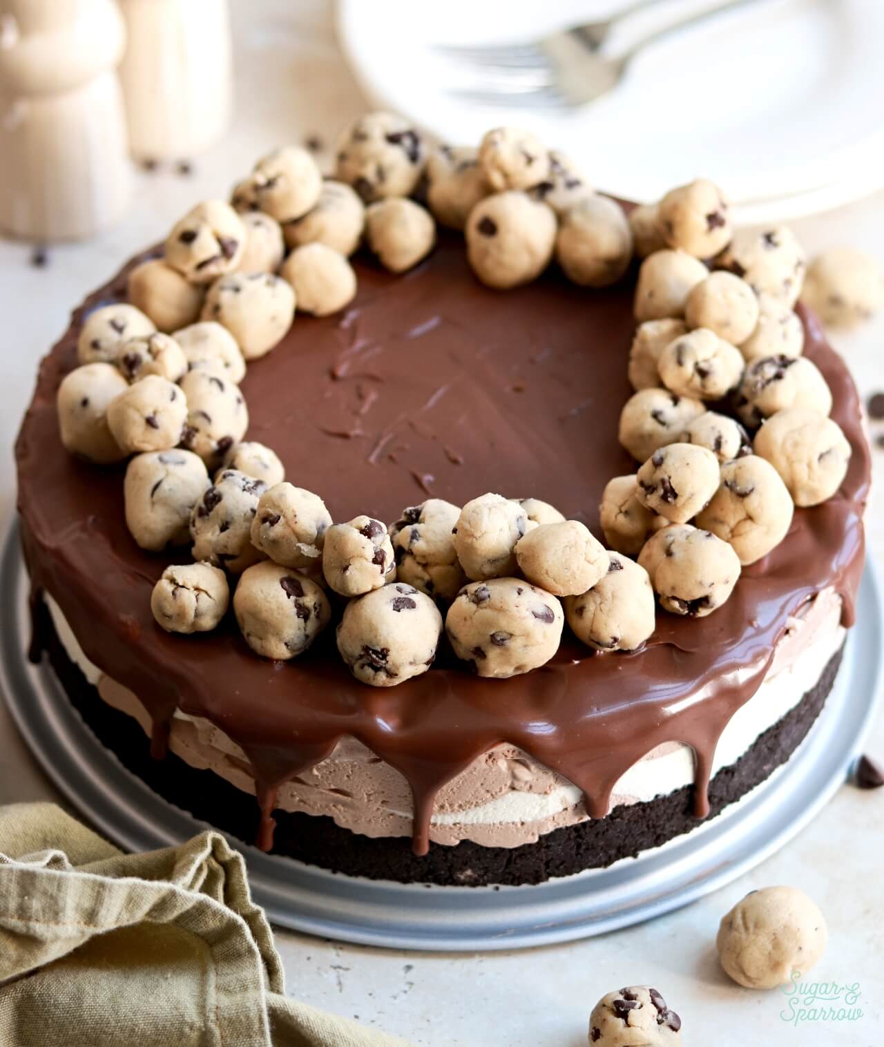 chocolate chip cookie dough ice cream cake for birthday