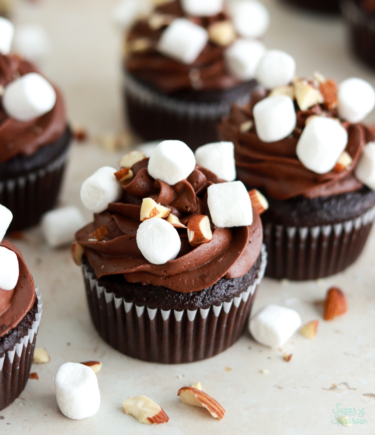 rocky road cupcakes recipe by sugar and sparrow
