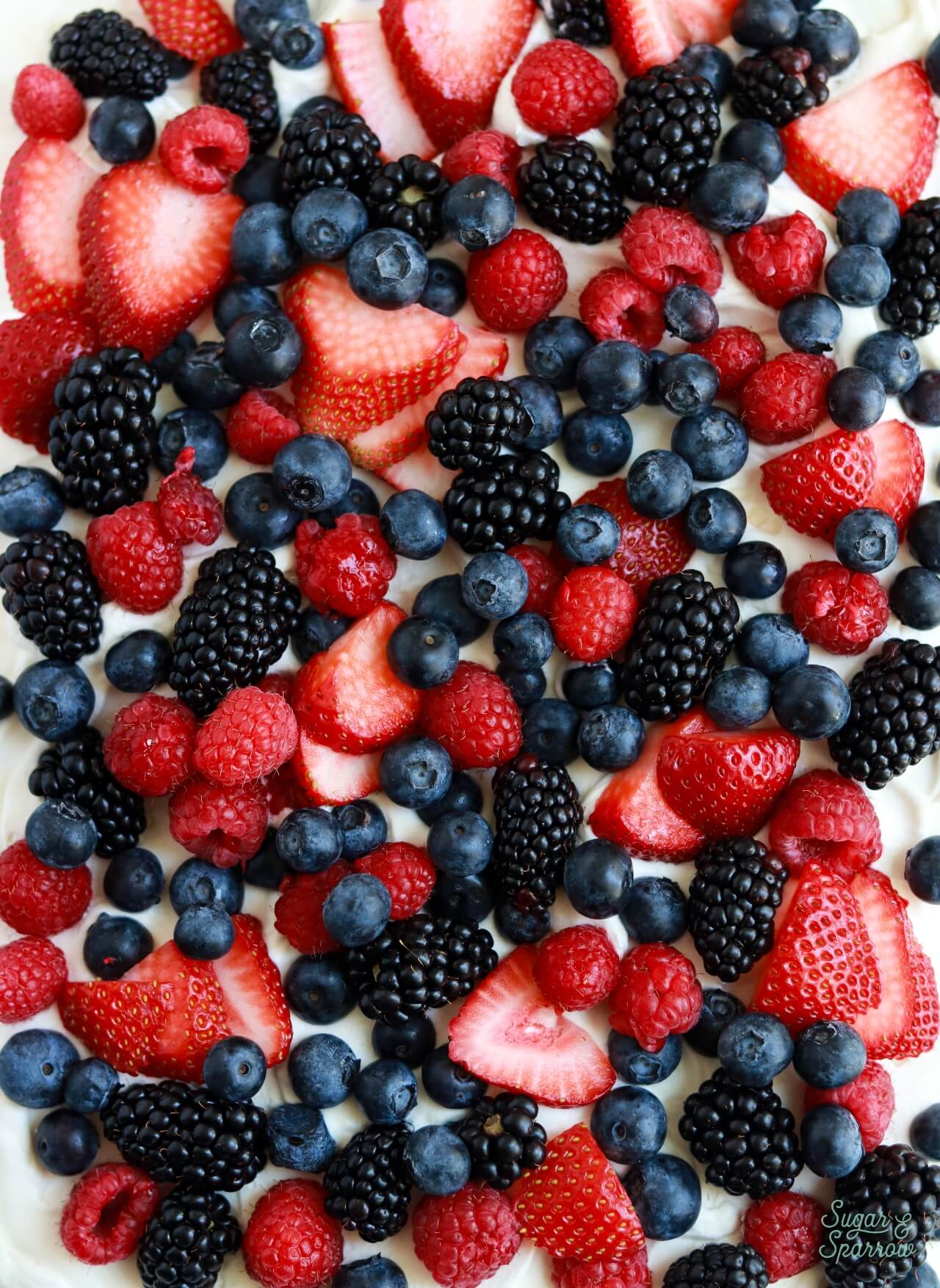 fourth of july berries and cream cake