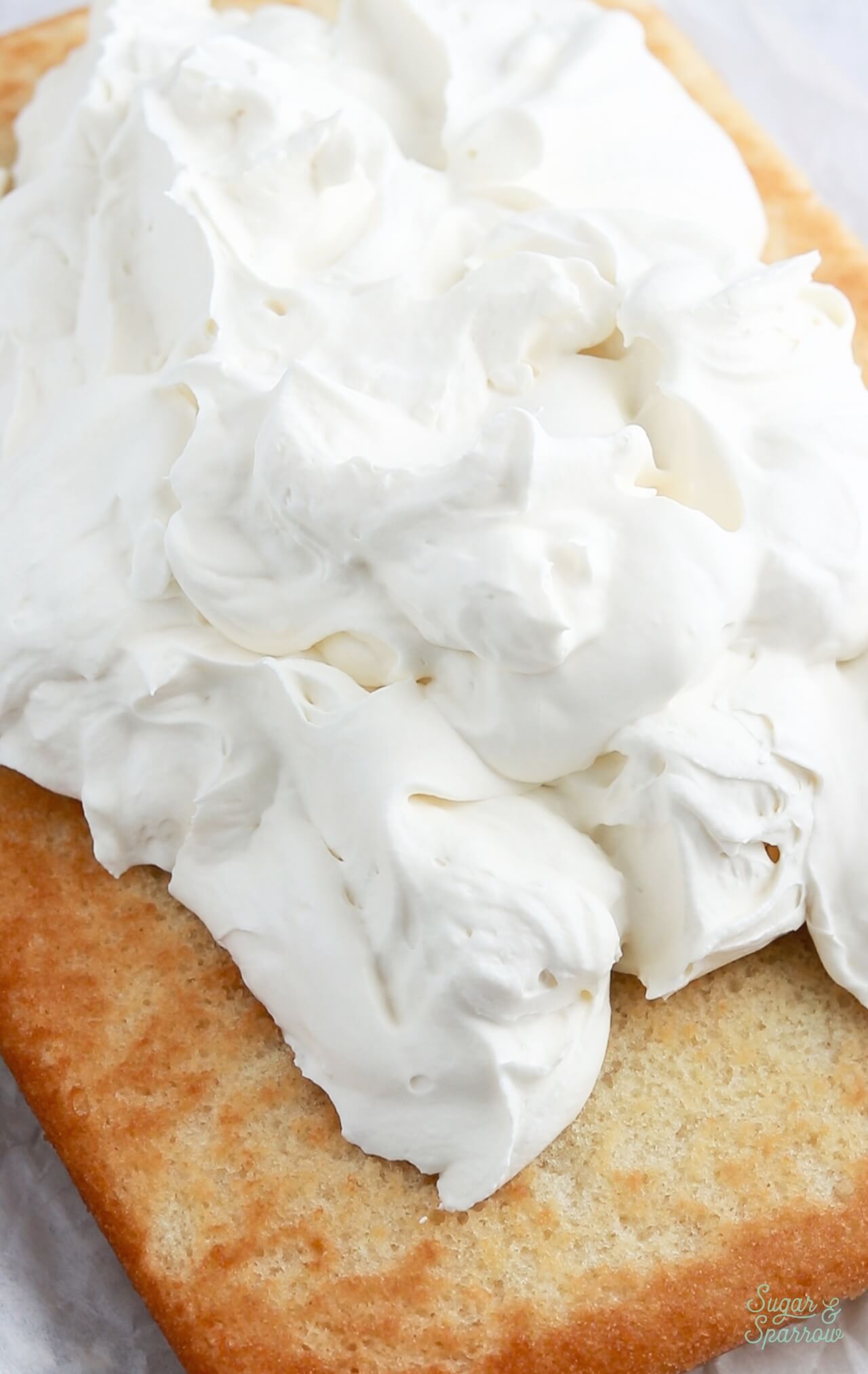 Vanilla cake with whipped cream frosting