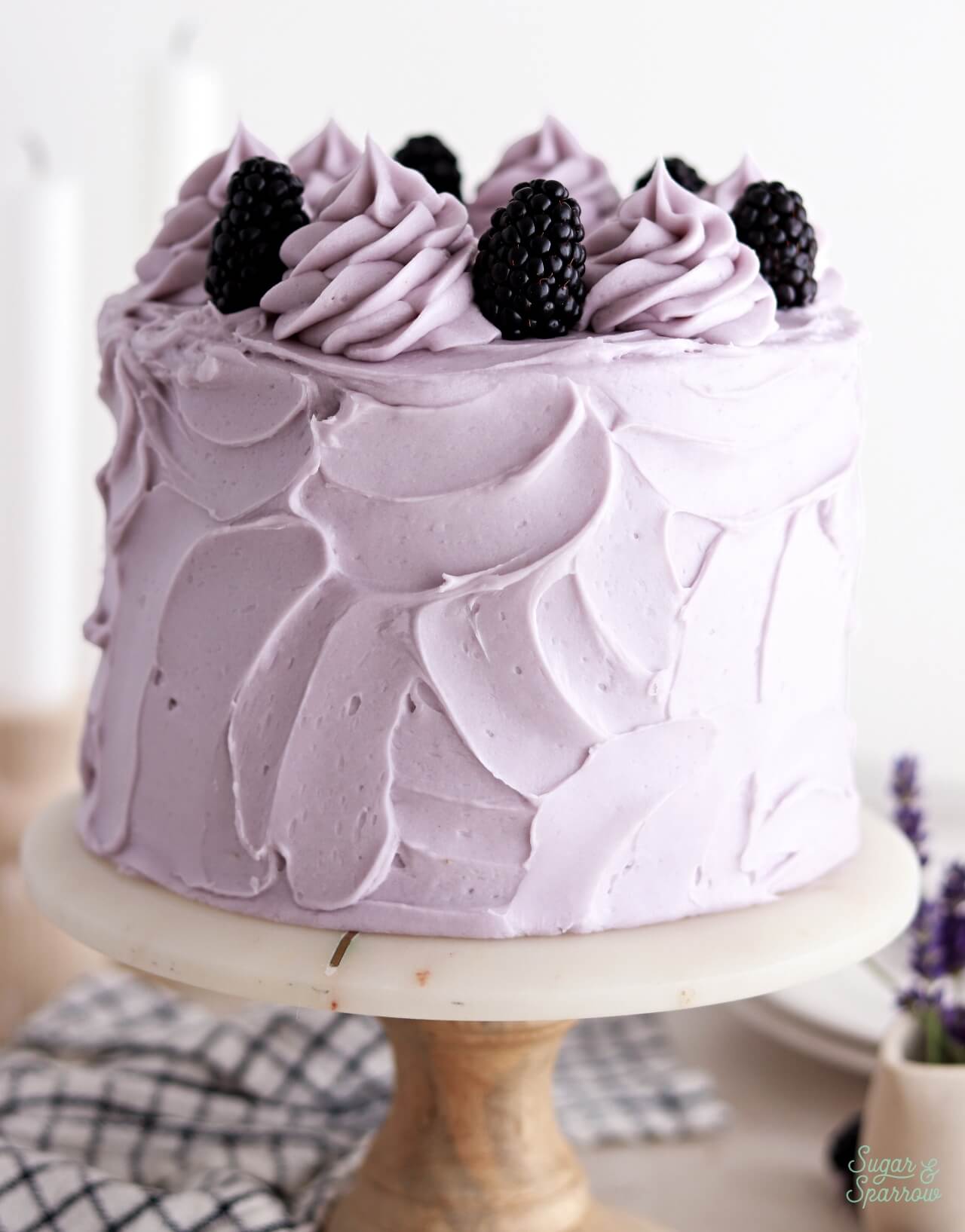 blackberry cake with lavender buttercream