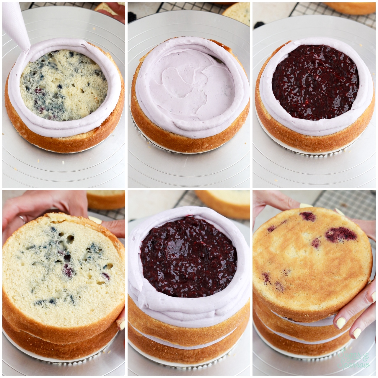 blackberry lavender cake assembly