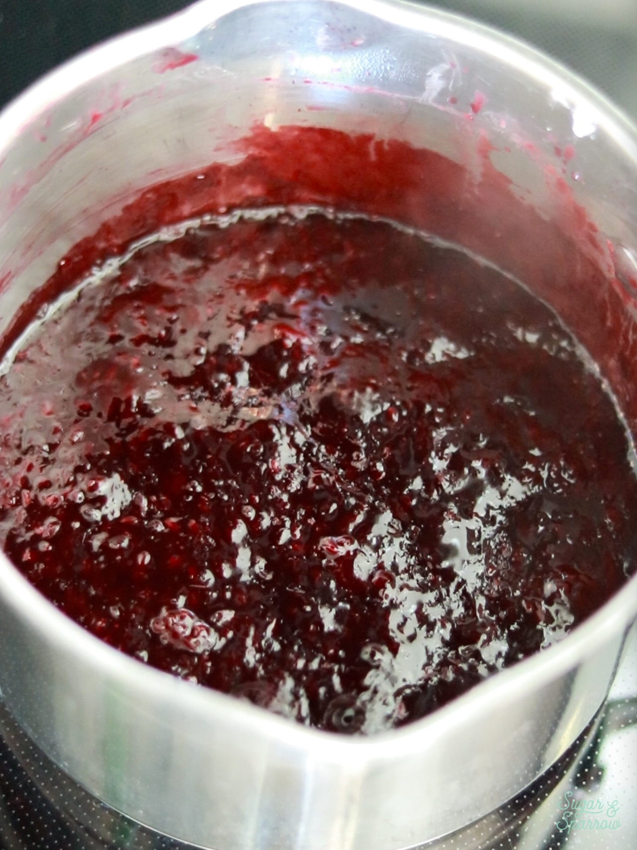 reduced blackberry puree for cake filling