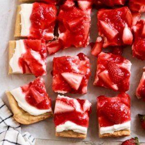 strawberry shortcake frosted sugar cookie bars recipe