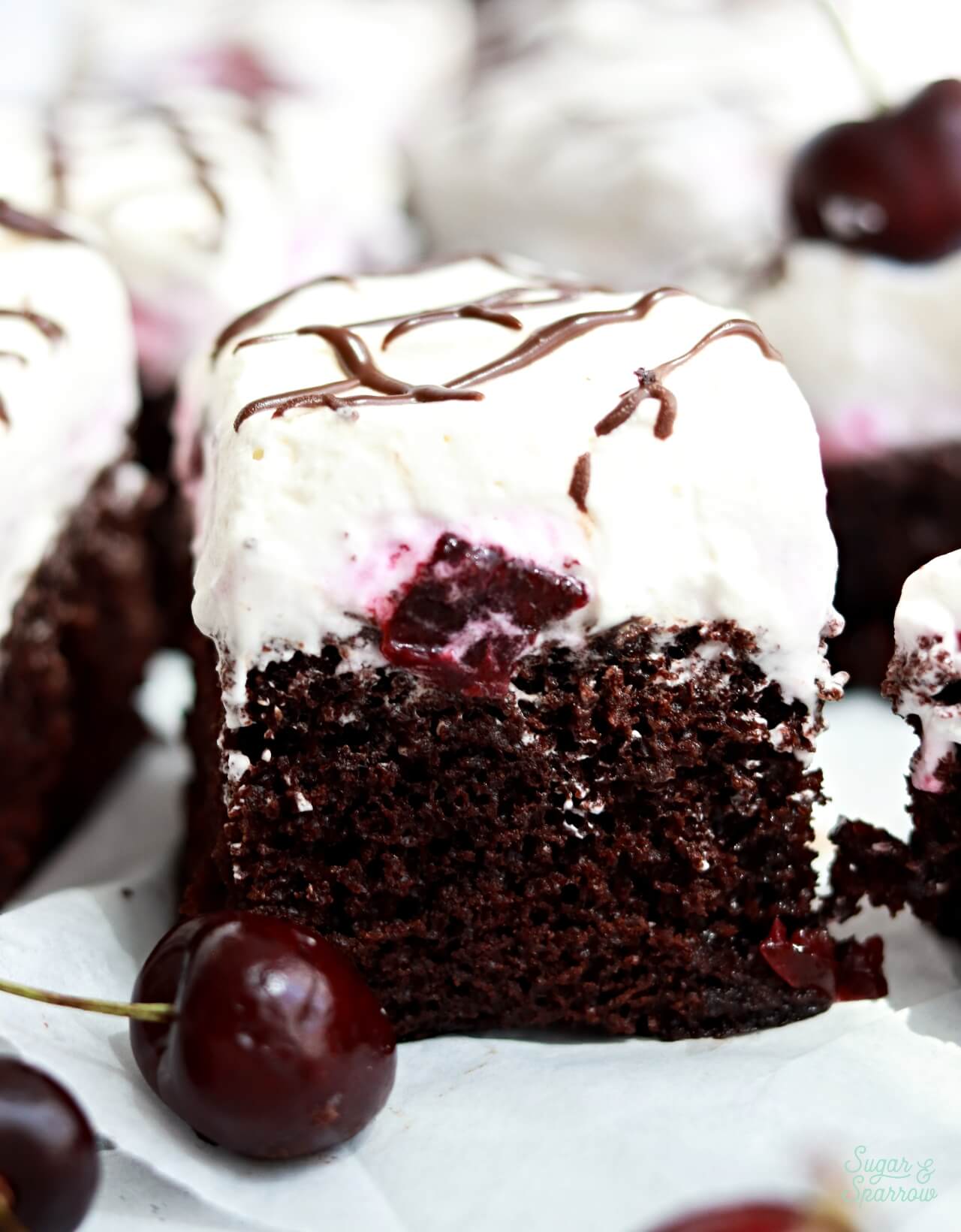 black forest sheet cake recipe by sugar and sparrow