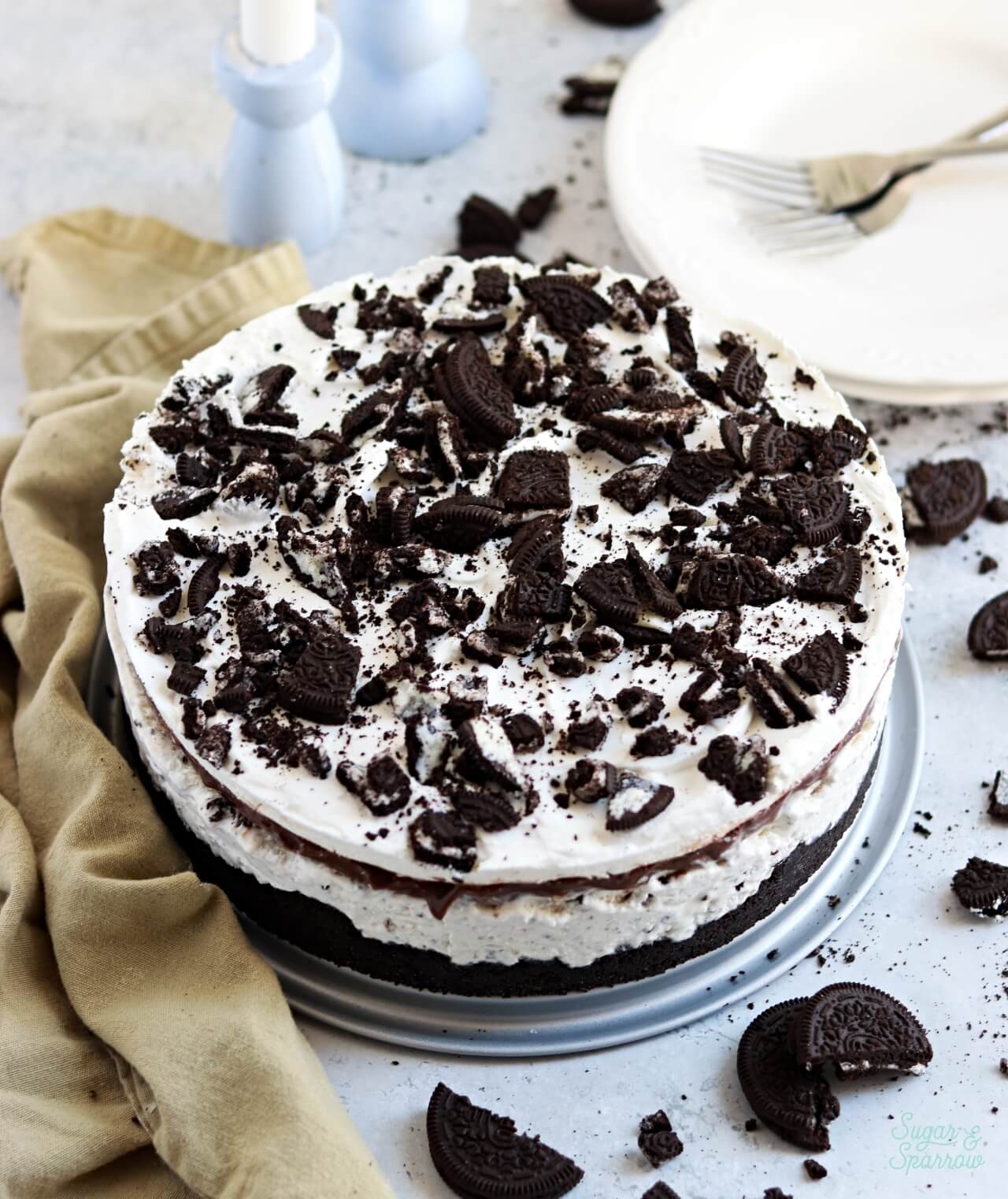 oreo ice cream cake recipe made in springform pan