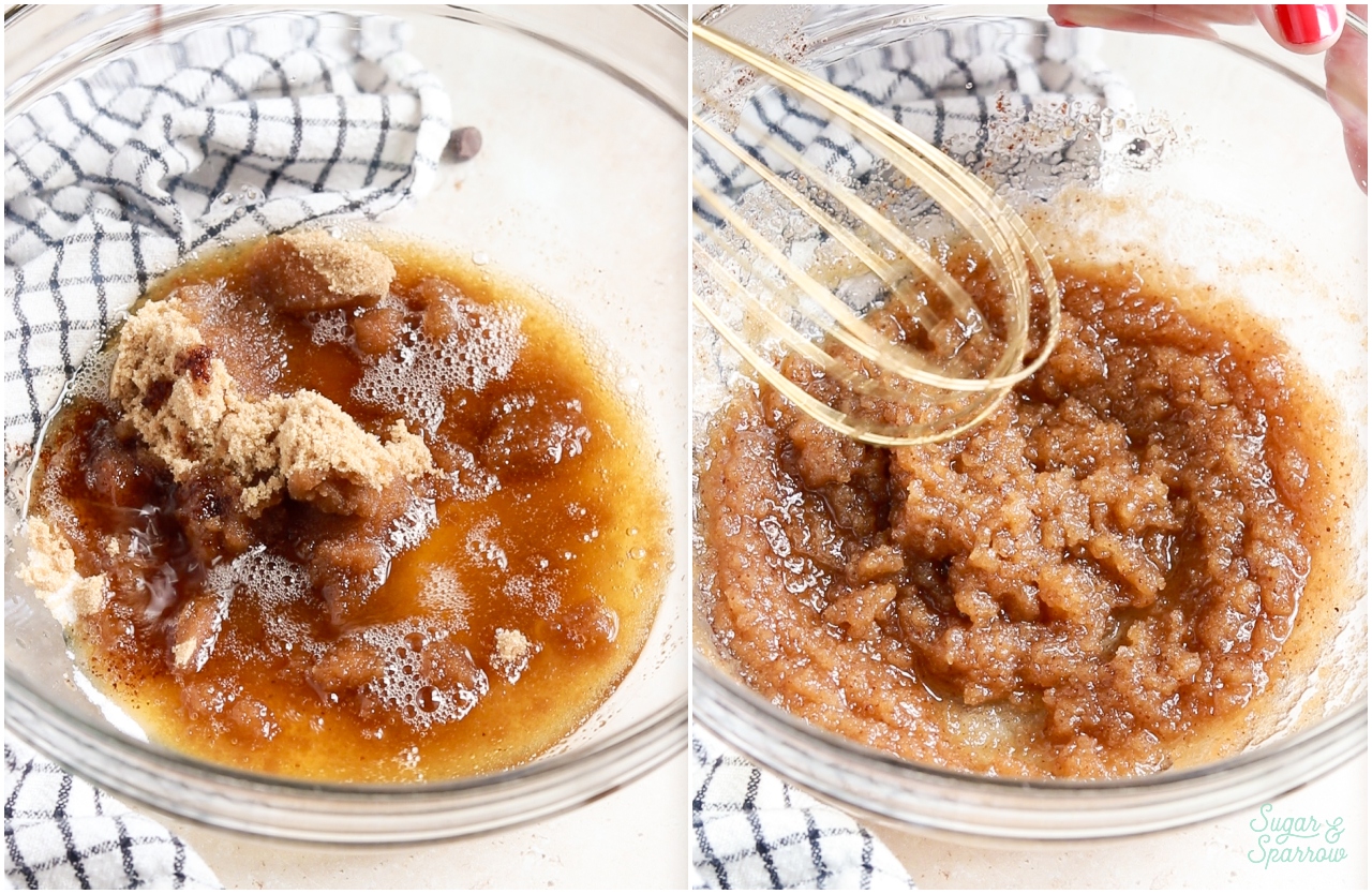 adding brown butter to chocolate chip cookie dough recipe