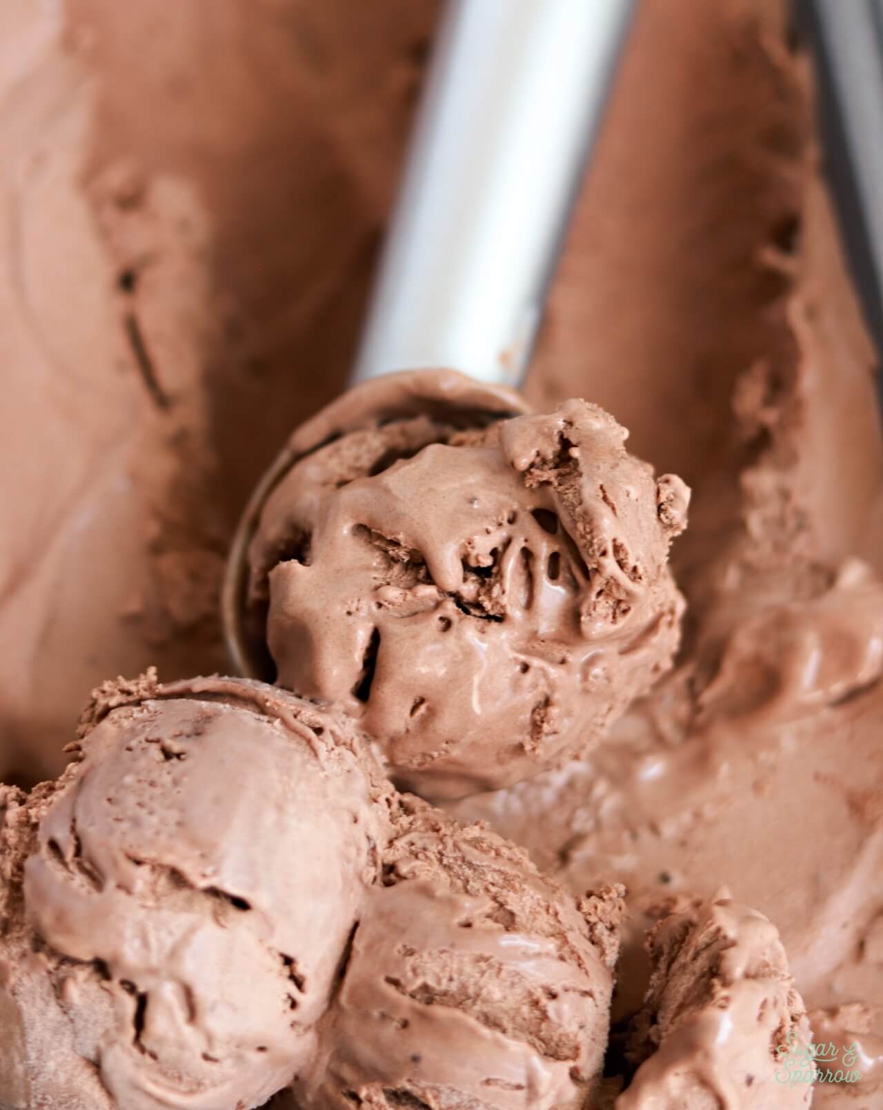 scoop of no churn chocolate ice cream