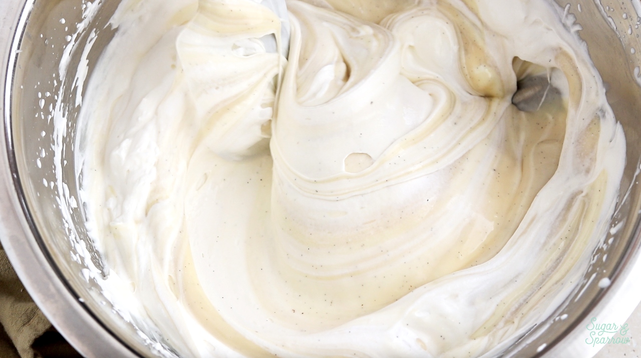 folding sweetened condensed milk into heavy whipping cream
