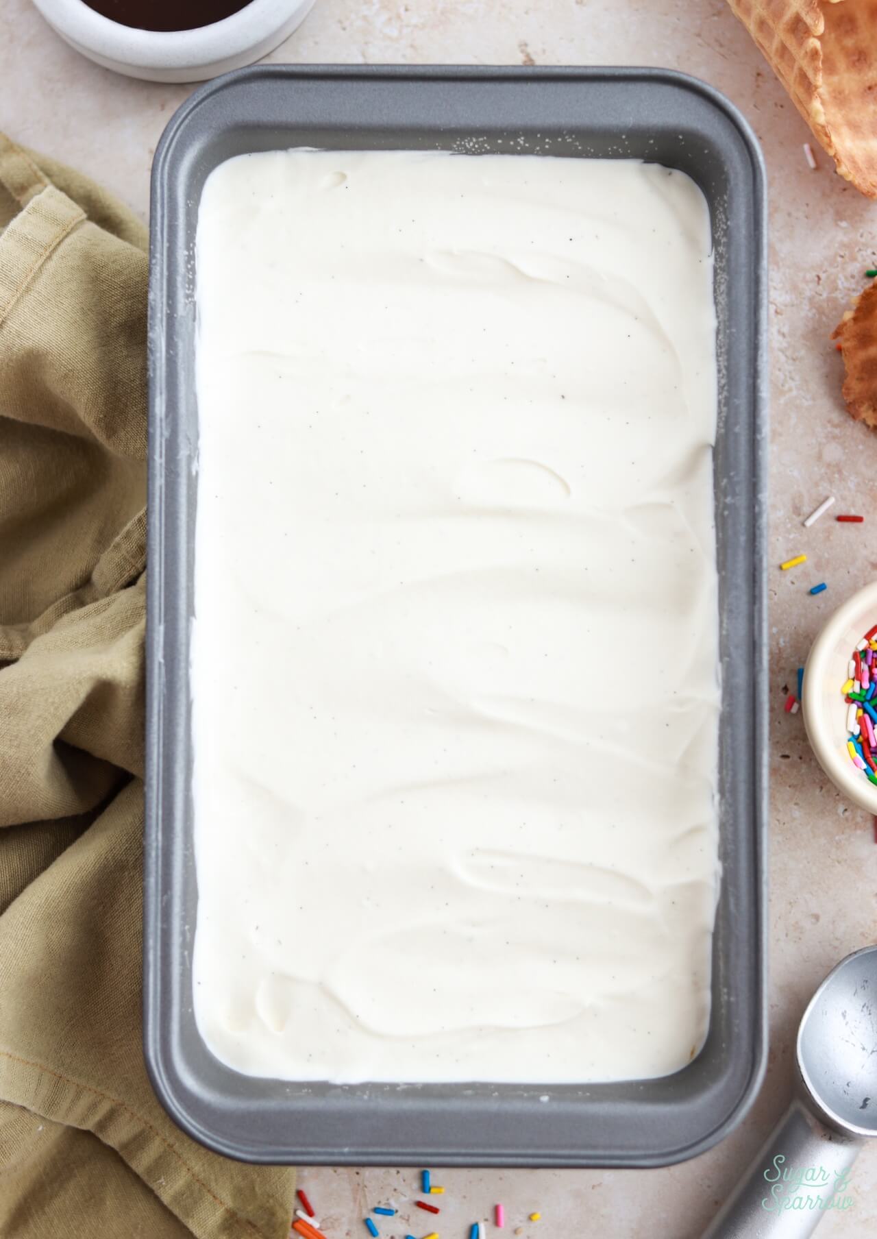 no churn vanilla ice cream in a loaf pan
