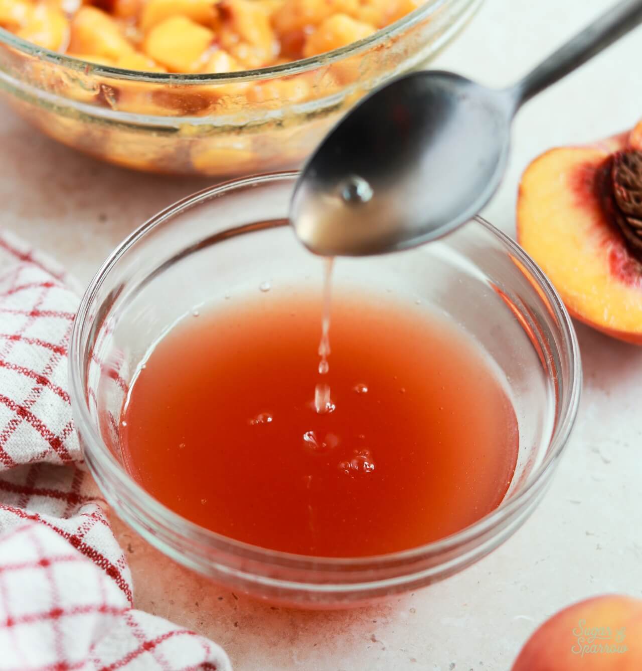 homemade peach syrup made with fresh peaches