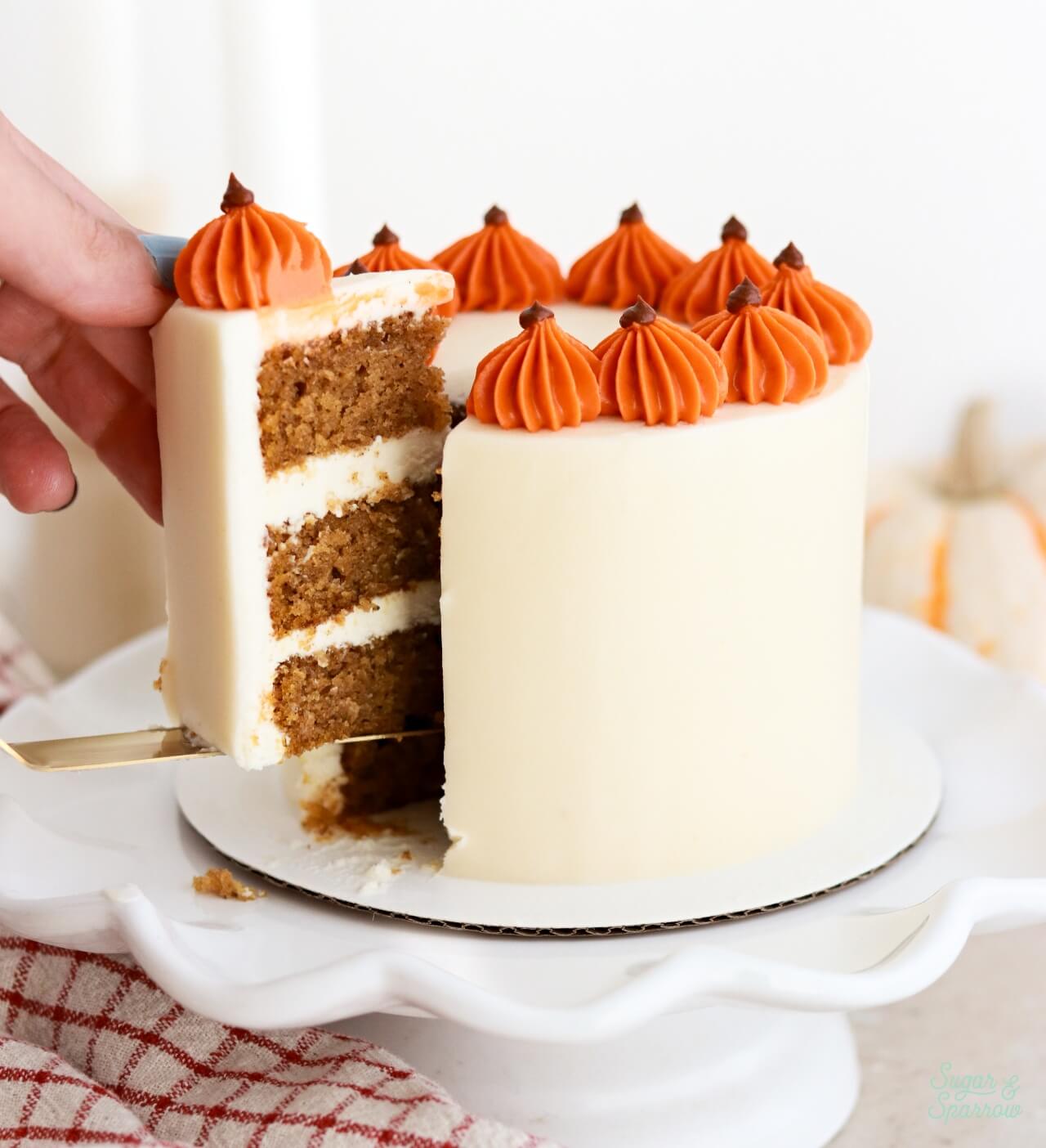 small batch pumpkin cake with cream cheese frosting