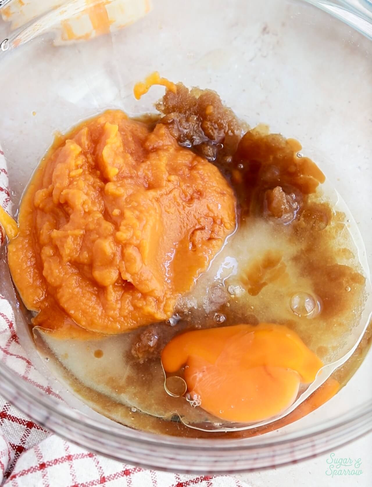 Ingredients in a homemade pumpkin cake
