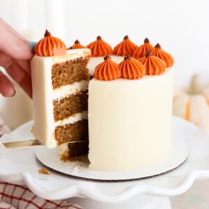 small batch pumpkin cake with cream cheese frosting recipe by sugar and sparrow
