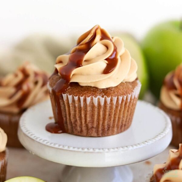 apple cupcakes with salted caramel buttercream and salted caramel topping