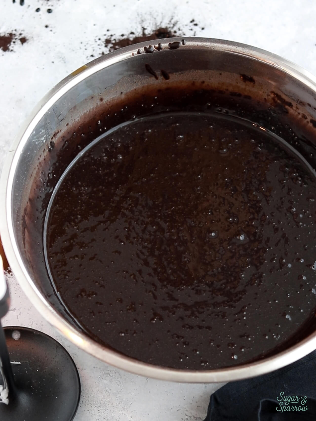 black velvet cake batter in a bowl