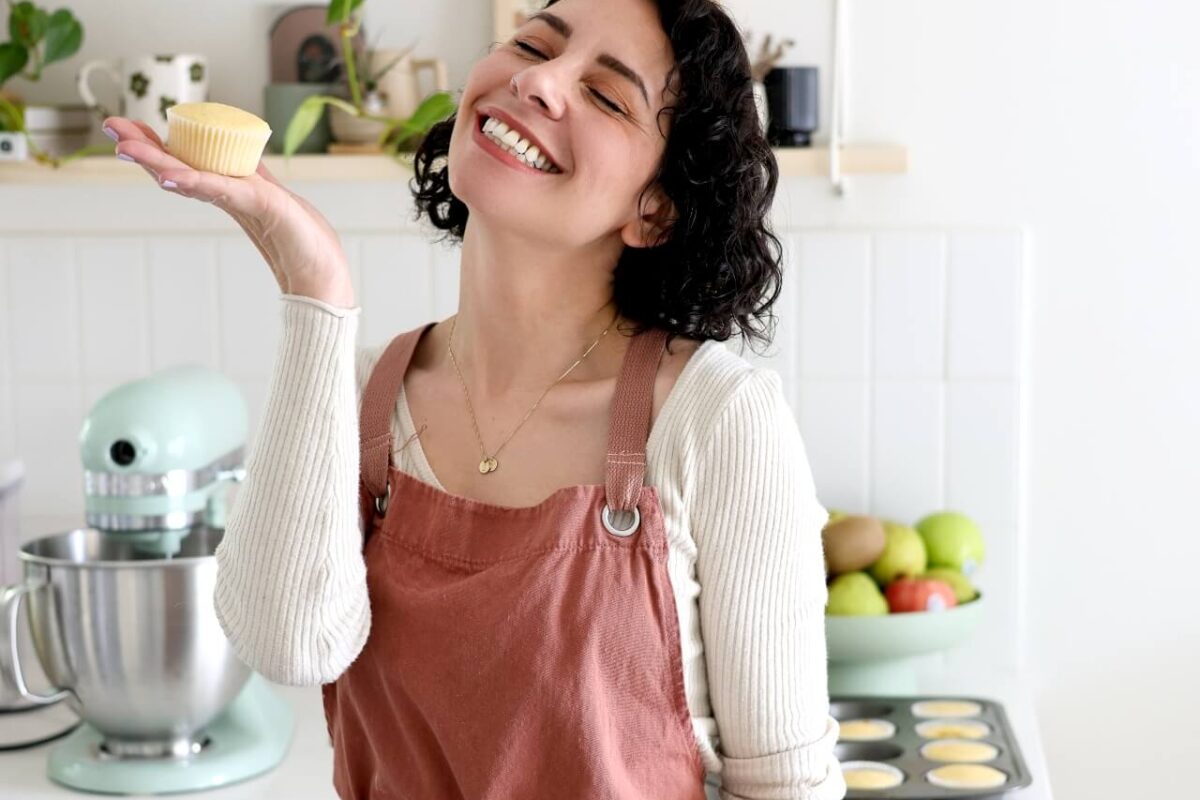 Whitney Depaoli of Sugar and Sparrow in the kitchen