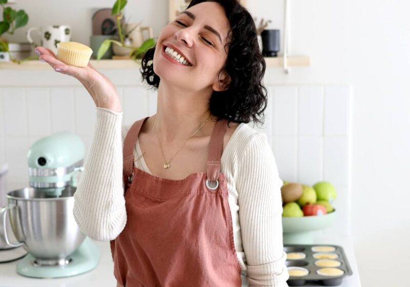 Whitney Depaoli of Sugar and Sparrow in the kitchen